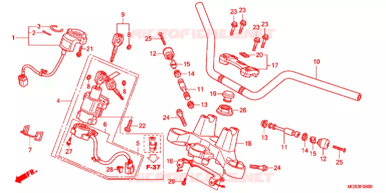 GUIDON - TE DE FOURCHE Honda MOTO 700 NC 2012  NC700XDC