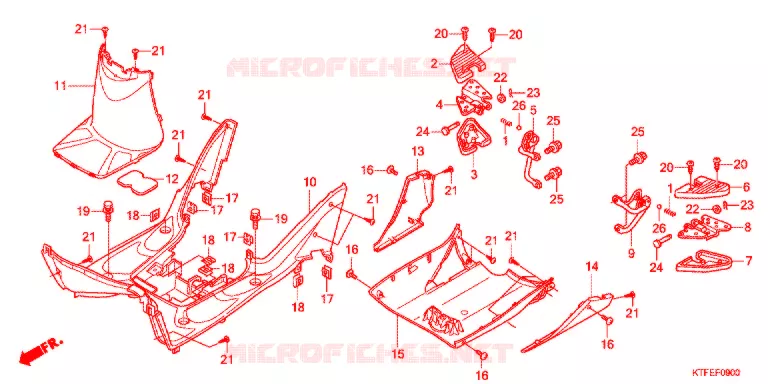 PLANCHER - REPOSE PIED Honda SCOOTER 125 SH 2012  SH125RC
