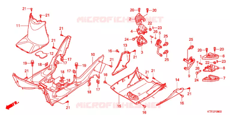 PLANCHER - REPOSE PIED Honda SCOOTER 125 SH 2012  SH125RC