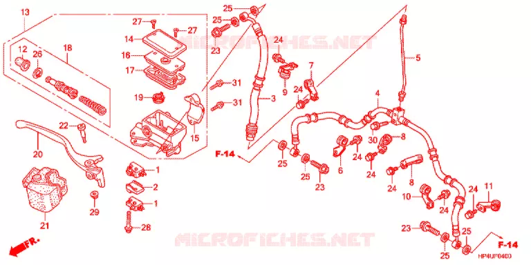 MAITRE CYLINDRE DE FREIN AVANT Honda ATV 420 FOURTRAX 2012  TRX420FEC