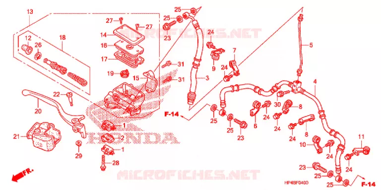 MAITRE CYLINDRE DE FREIN AVANT Honda ATV 420 FOURTRAX 2012  TRX420FPEC