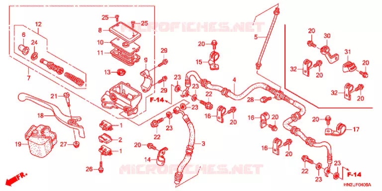 MAITRE CYLINDRE DE FREIN AVANT Honda ATV 500 FOURTRAX 2012  TRX500FAC