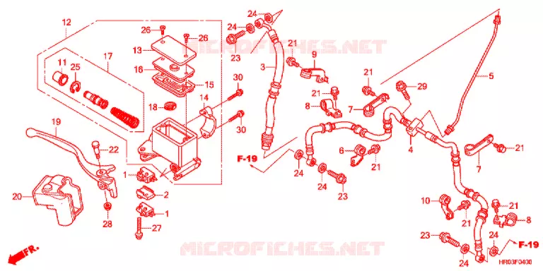MAITRE CYLINDRE DE FREIN AVANT Honda ATV 500 FOURTRAX 2012  TRX500FEC