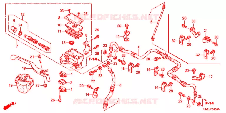 MAITRE CYLINDRE DE FREIN AVANT Honda ATV 500 FOURTRAX 2012  TRX500FPAC
