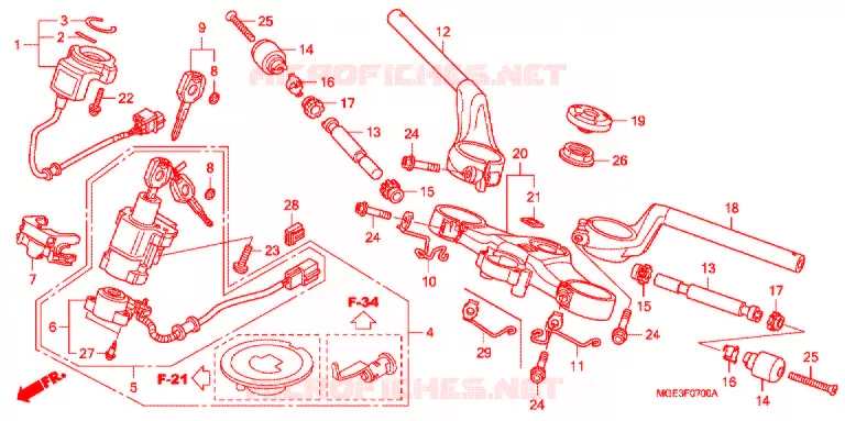 GUIDON - TE DE FOURCHE Honda MOTO 1200 VFR 2012  VFR1200FDC