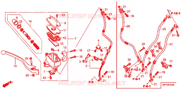 MAITRE CYLINDRE DE FREIN AVANT Honda MOTO 1300 VT 2012  VT1300CXAC