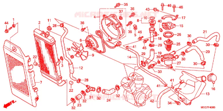 RADIATEUR (VT750C2B/C2S/CS/C/CA) Honda MOTO 750 SHADOW 2012  VT750C2BC