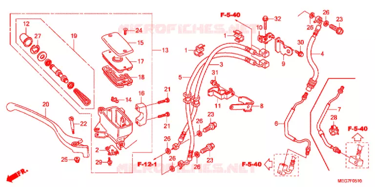 MAITRE CYLINDRE DE FREIN AVANT (VT750C2S/CS) Honda MOTO 750 SHADOW 2012  VT750CSC