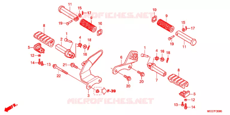 REPOSE PIED (VT750C2B/C2S/CS-E,ED,3E,2ED/C/CA) Honda MOTO 750 SHADOW 2012  VT750CSC