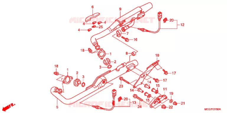 SILENCIEUX D'ECHAPPEMENT (VT750C2B/C2S/CS/C/CA) Honda MOTO 750 SHADOW 2012  VT750CSC