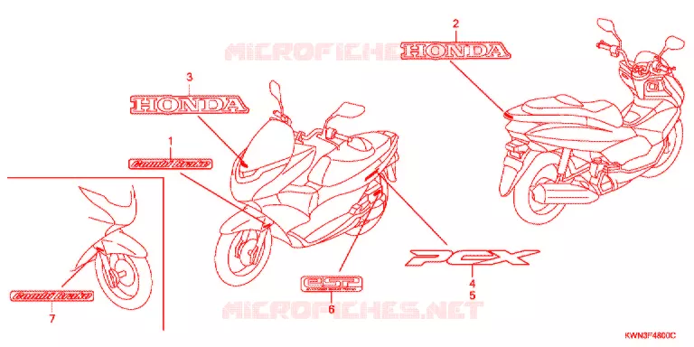 AUTOCOLLANTS Honda SCOOTER 125 PCX 2013  WW125EX2C