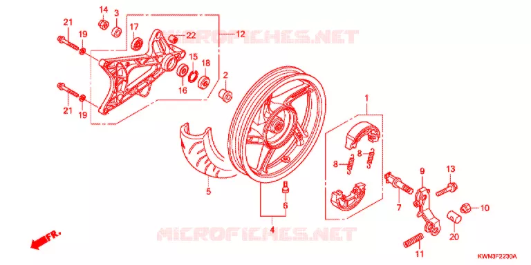 ROUE ARRIERE - BRAS OSCILLANT Honda SCOOTER 125 PCX 2012  WW125EX2C