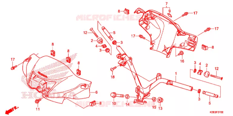 GUIDON - CARENAGE Honda MOTO 110 WAVE 2013  AFS1101SHD