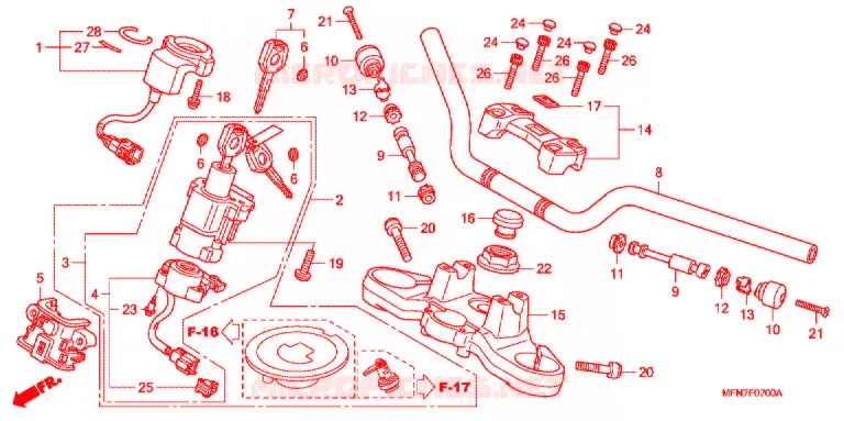 GUIDON - TE DE FOURCHE Honda MOTO 1000 CB 2012  CB1000RAC