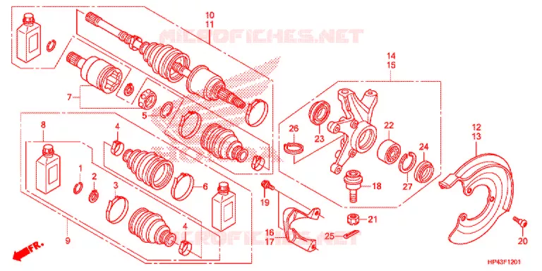 ARBRE DE ROUE AVANT (4WD) Honda ATV 420 FOURTRAX 2013  TRX420FMD