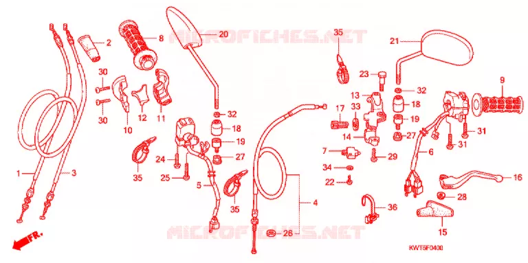 LEVIER DE GUIDON - CABLE - COMMODO Honda MOTO 300 XR 2010  XRE300AA