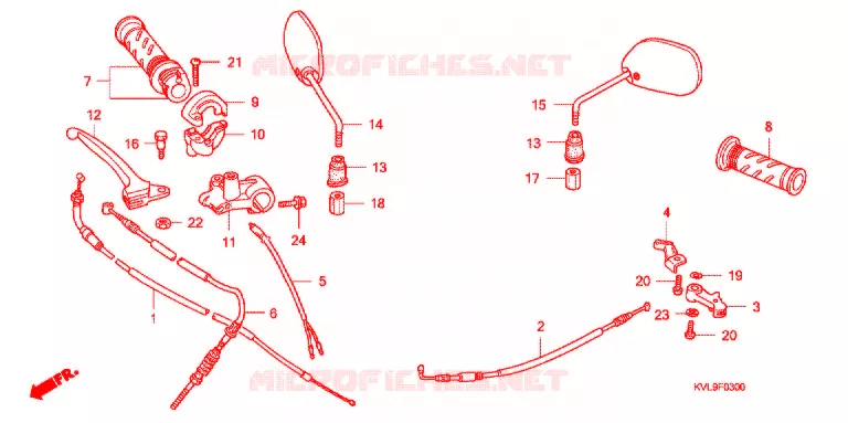 LEVIER DE GUIDON - CABLE - COMMODO Honda SCOOTER 125 INNOVA 2009  ANF125MWH9