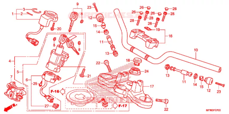 GUIDON - TE DE FOURCHE Honda MOTO 1000 CB 2013  CB1000RAD