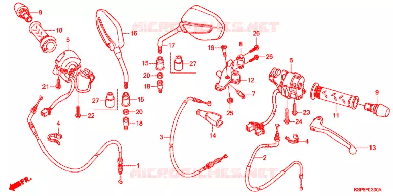 LEVIER DE GUIDON - CABLE - COMMODO Honda MOTO 150 CBF 2013  CBF150MC