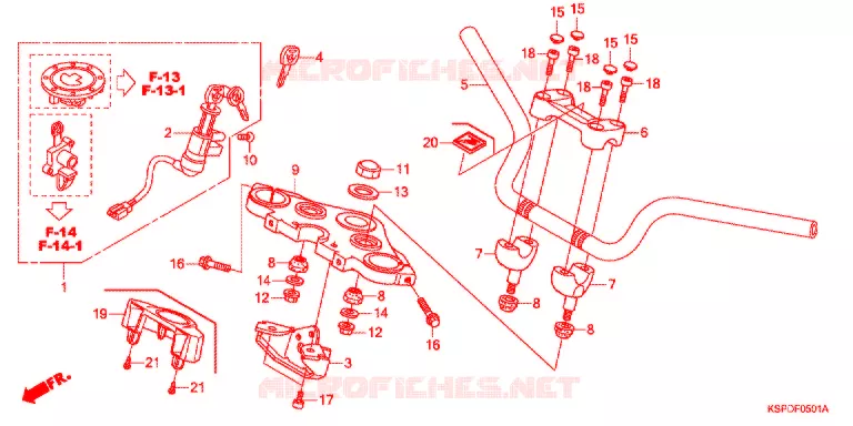 GUIDON - TE DE FOURCHE (CBF1507/M7/M9/MA/MB/MC) Honda MOTO 150 CBF 2012  CBF150MC