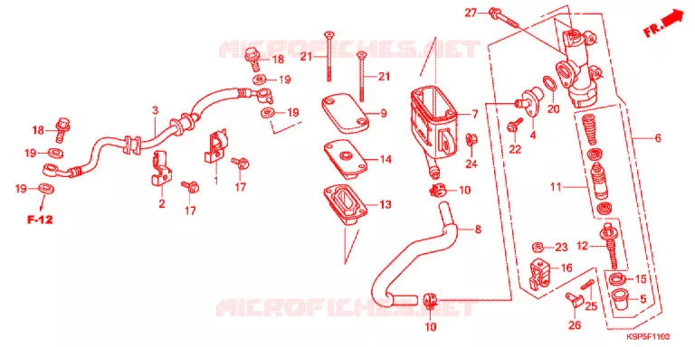 MAITRE-CYLINDRE DE FREIN ARRIERE Honda MOTO 150 CBF 2012  CBF150MC