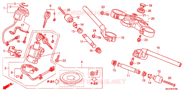 GUIDON - TE DE FOURCHE (CBR1000RRC/D/RAC/D) Honda MOTO 1000 CBR 2013  CBR1000RRD