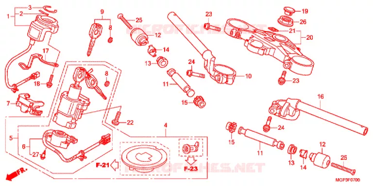 GUIDON - TE DE FOURCHE (CBR1000RRC/D/RAC/D) Honda MOTO 1000 CBR 2013  CBR1000RRD