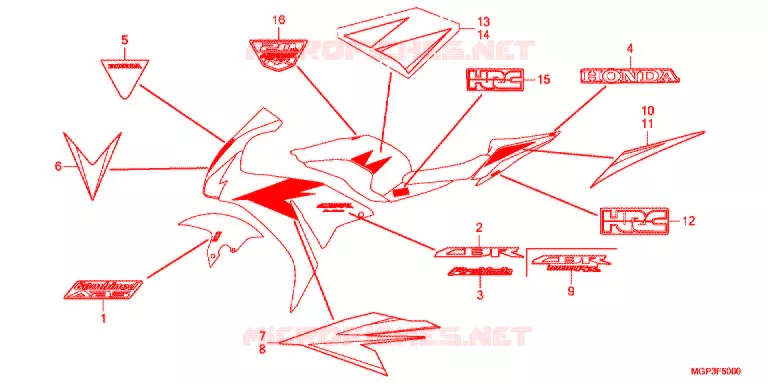 AUTOCOLLANTS (CBR1000RRC/RAC) Honda MOTO 1000 CBR 2012  CBR1000RRC