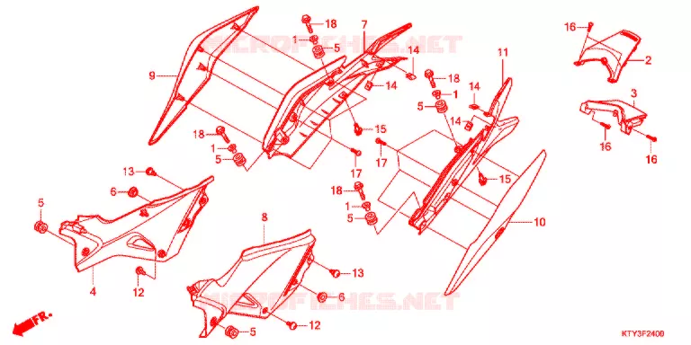 COUVERCLES LATERAUX Honda MOTO 125 CBR 2012  CBR125RTC