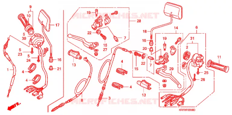 LEVIER DE GUIDON - CABLE - COMMODO Honda MOTO 125 CG 2003  CGL1251WH3