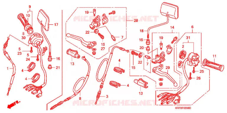 LEVIER DE GUIDON - CABLE - COMMODO Honda MOTO 125 CG 2007  CGL1251WH7