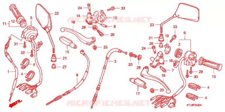 LEVIER DE GUIDON - CABLE - COMMODO (CGR125SH5) Honda MOTO 125 STORM 2005  CGR1251SH5