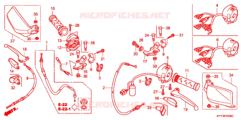 LEVIER DE GUIDON - CABLE - COMMODO (1) Honda MOTO 125 CB 2013  CGX125SHD