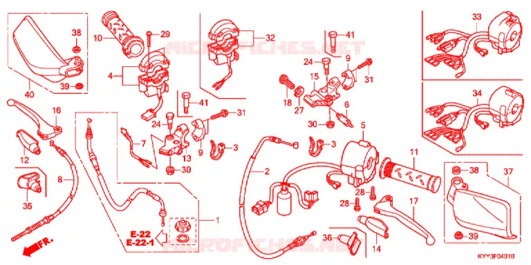 LEVIER DE GUIDON - CABLE - COMMODO (2) Honda MOTO 125 CG 2014  CGX125SHD