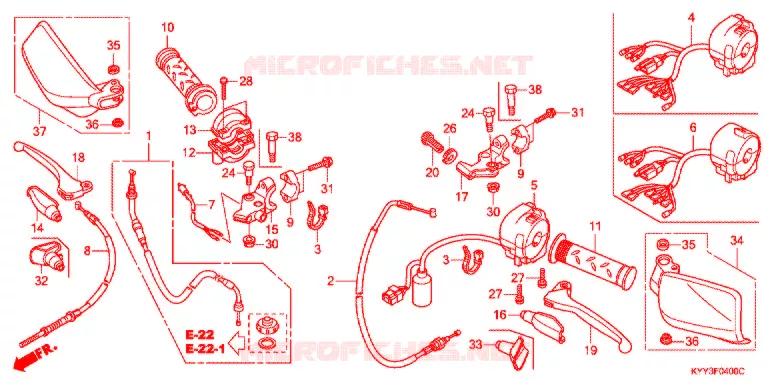 LEVIER DE GUIDON - CABLE - COMMODO (1) Honda MOTO 125 CB 2013  CGX125SHD