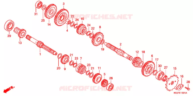 BOITE DE VITESSES (CRF100F) Honda MOTO 100 CRF 2012  CRF100FC