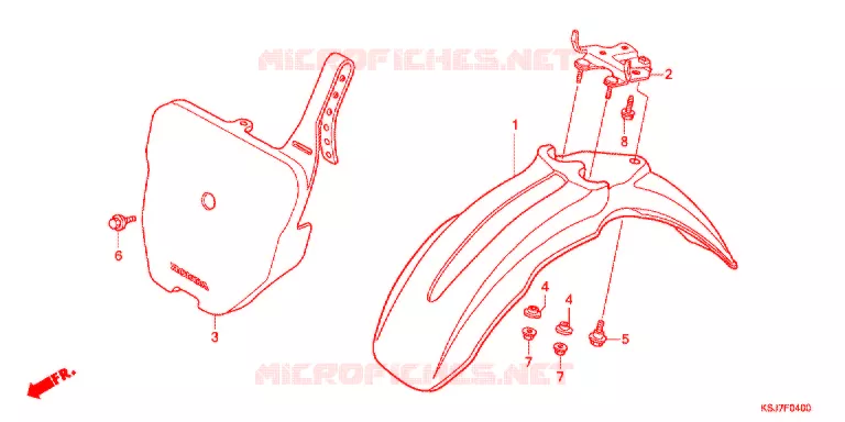 GARDE BOUE AVANT Honda MOTO 100 CRF 2013  CRF100FD