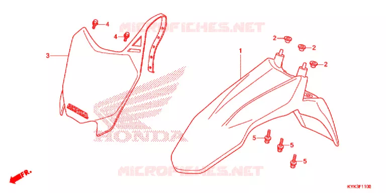 GARDE BOUE AVANT Honda MOTO 110 CRF 2013  CRF110FD