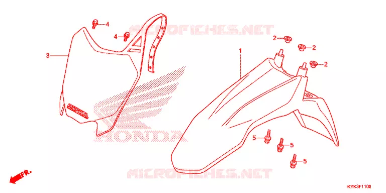 GARDE BOUE AVANT Honda MOTO 110 CRF 2015  CRF110FE