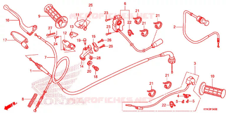 LEVIER DE GUIDON - CABLE - COMMODO Honda MOTO 110 CRF 2016  CRF110FE