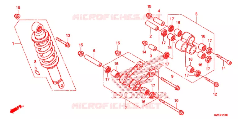 AMORTISSEUR ARRIERE Honda MOTO 125 CRF 2015  CRF125FBE