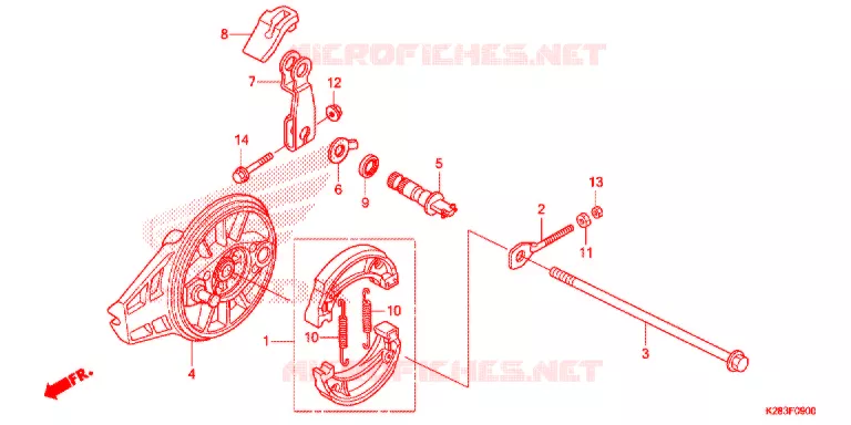 FLASQUE - MACHOIRES DE FREIN ARRIERE Honda MOTO 125 CRF 2016  CRF125FBE