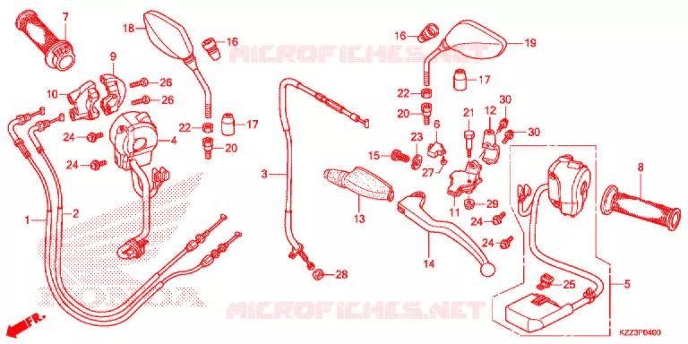 LEVIER DE GUIDON - CABLE - COMMODO Honda MOTO 250 CRF 2014  CRF250LD