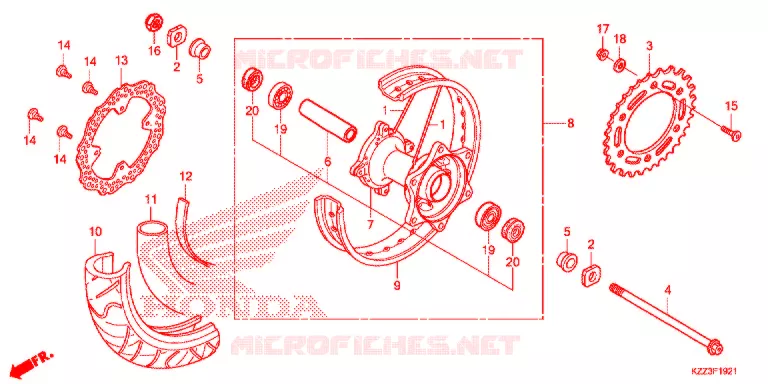 ROUE ARRIERE (CRF250M) Honda MOTO 250 CRF 2015  CRF250MF