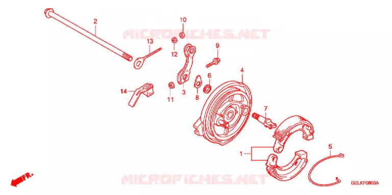 FLASQUE - MACHOIRES DE FREIN ARRIERE Honda MOTO 50 CRF 2005  CRF50F5
