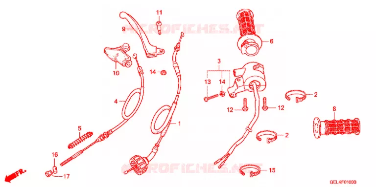LEVIER DE GUIDON - CABLE - COMMODO Honda MOTO 50 CRF 2007  CRF50F7