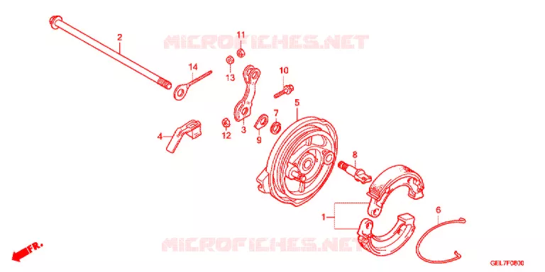 FLASQUE - MACHOIRES DE FREIN ARRIERE Honda MOTO 50 CRF 2013  CRF50FC