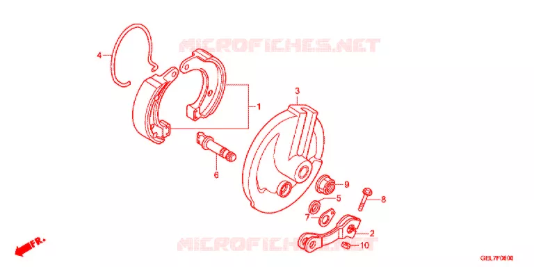FLASQUE - MACHOIRES DE FREIN AVANT Honda MOTO 50 CRF 2012  CRF50FC