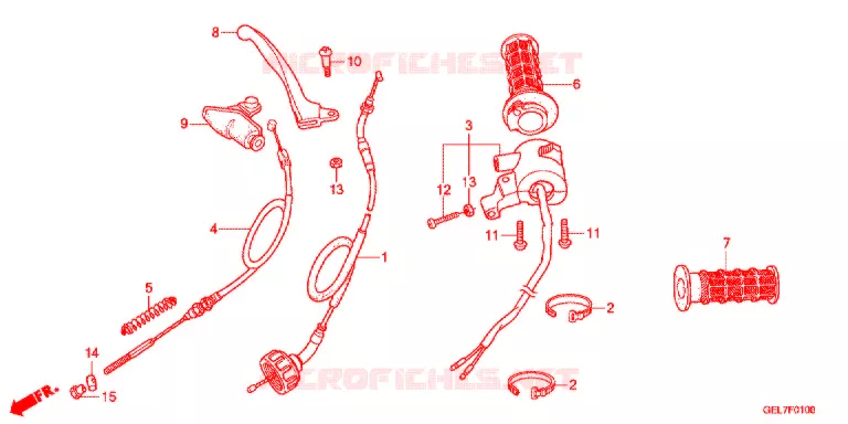 LEVIER DE GUIDON - CABLE - COMMODO Honda MOTO 50 CRF 2013  CRF50FD