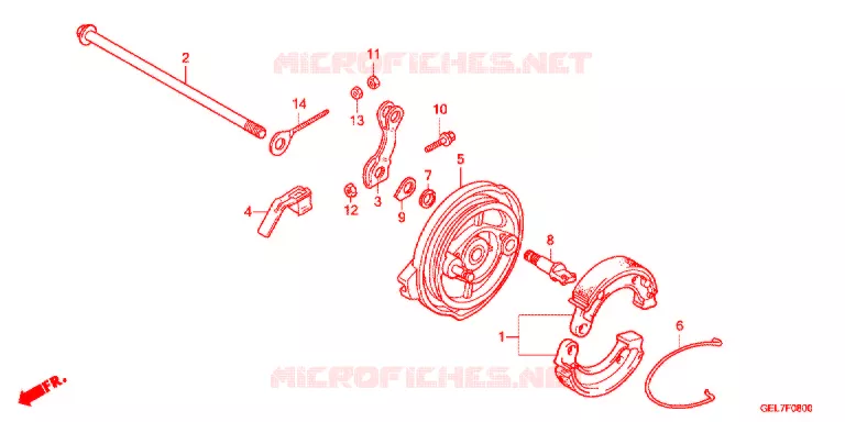 FLASQUE - MACHOIRES DE FREIN ARRIERE Honda MOTO 50 CRF 2014  CRF50FE